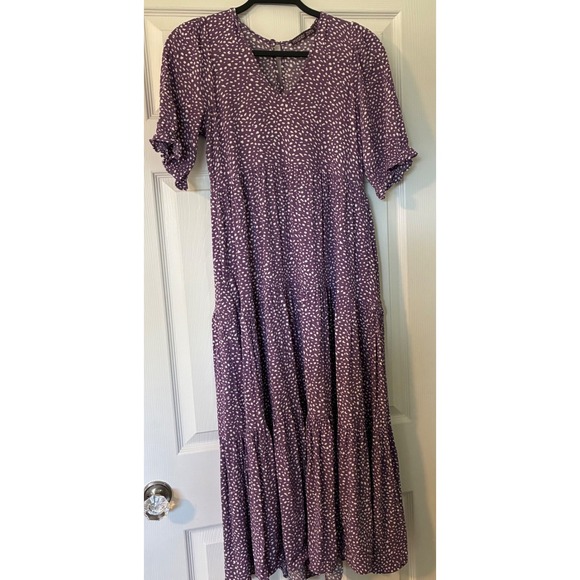 Mister Zimi Dresses & Skirts - Mister Zimi Grape Vine Lottie Dress Women 2 Abstract Dot Puff Sleeve Tiered Maxi